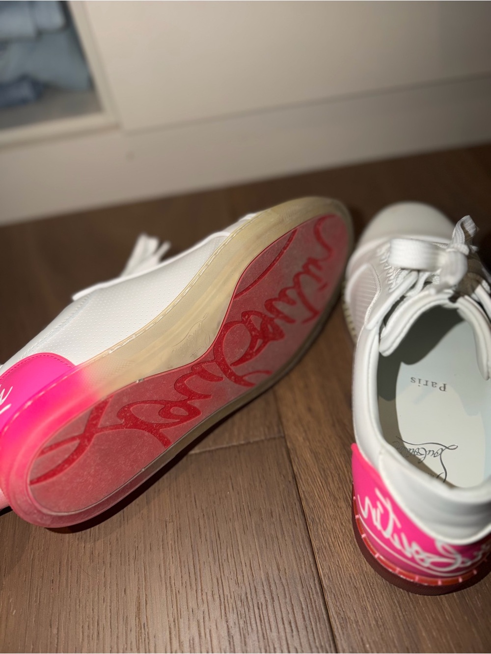Authentic Christian Louboutin Sneakers with Pink Heel Accent - Picture 4 of 4